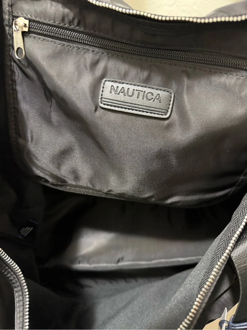 Nautica Black Nylon Duffel Bag with Front Zip Pocket NWT